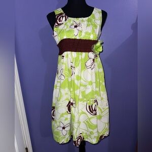 Floral Green and Brown Girl’s Dress